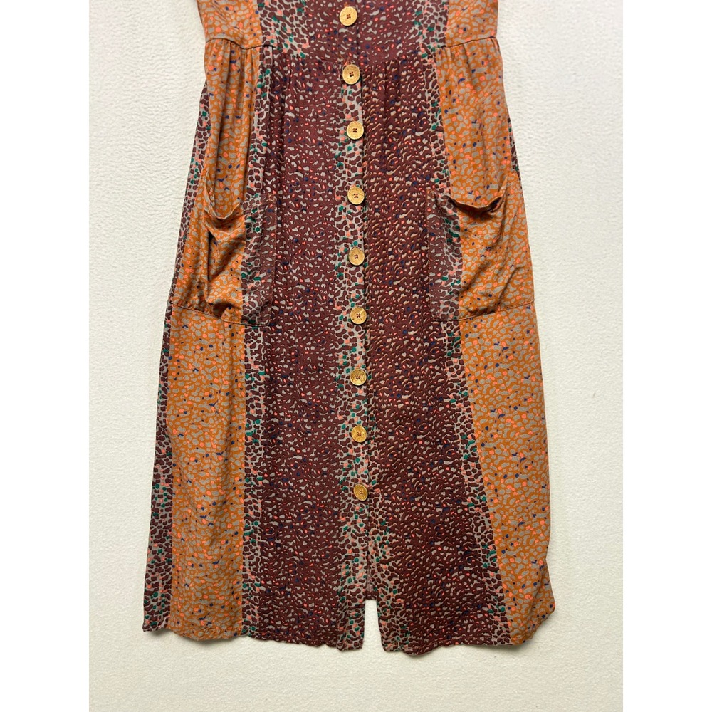Boho Angie Womens Large Orange Burgundy Animal Print Dress Hippie Indie - Picture 7 of 8
